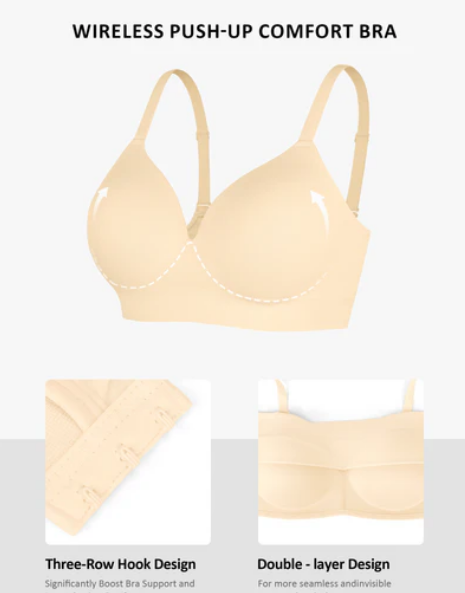 Feelingirl Wireless Push-Up Naadloos Comfortabele Volledige Dekking BH