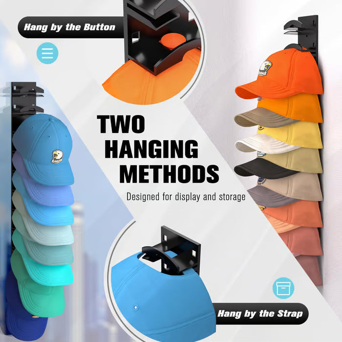 GlideHold® HatOrganizer 1+1 GRATIS: Wandgemonteerd Hoedenrek