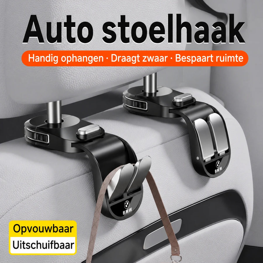 Uitschuifbare autostoel-haak voor hoofdsteun