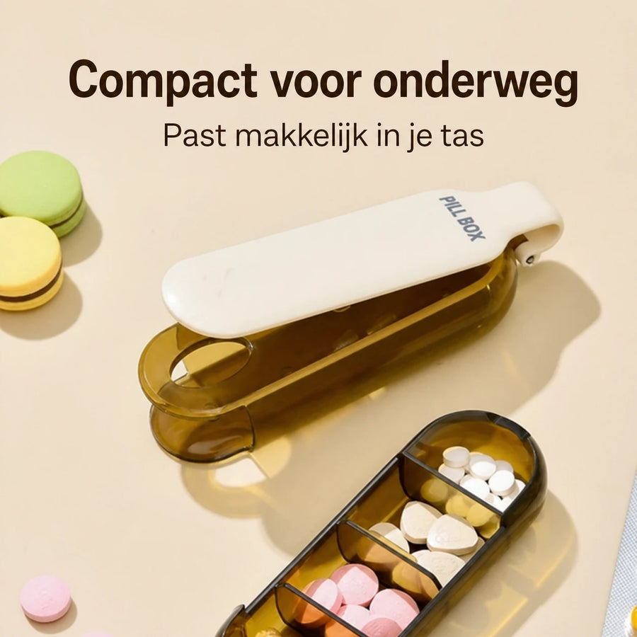 Compacte pillendoos met 4 vakken