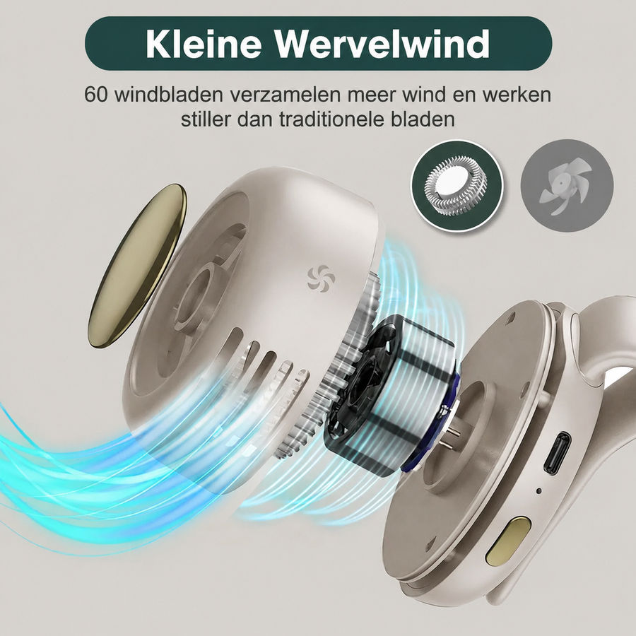 Draagbare mini-ventilator met klem en 360° draaibare kop