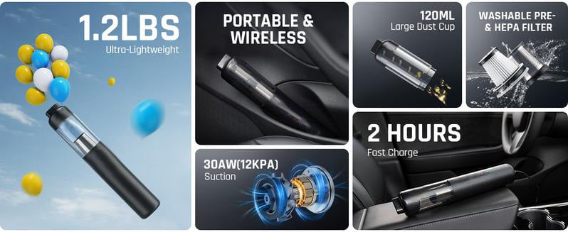 π₯ Slim V8 Mate Draadloze Auto Stofzuiger β Hoge Kracht 13000Pa / 30AW