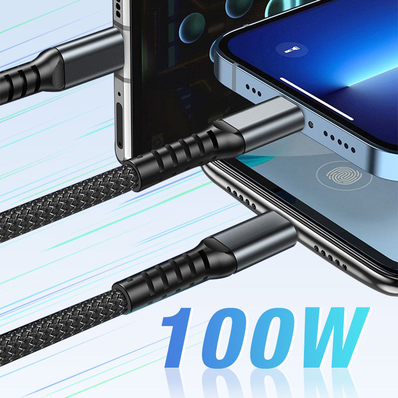 ChargingCable 1+1 GRATIS: 100W Universele 3-In-1 Snellaadkabel