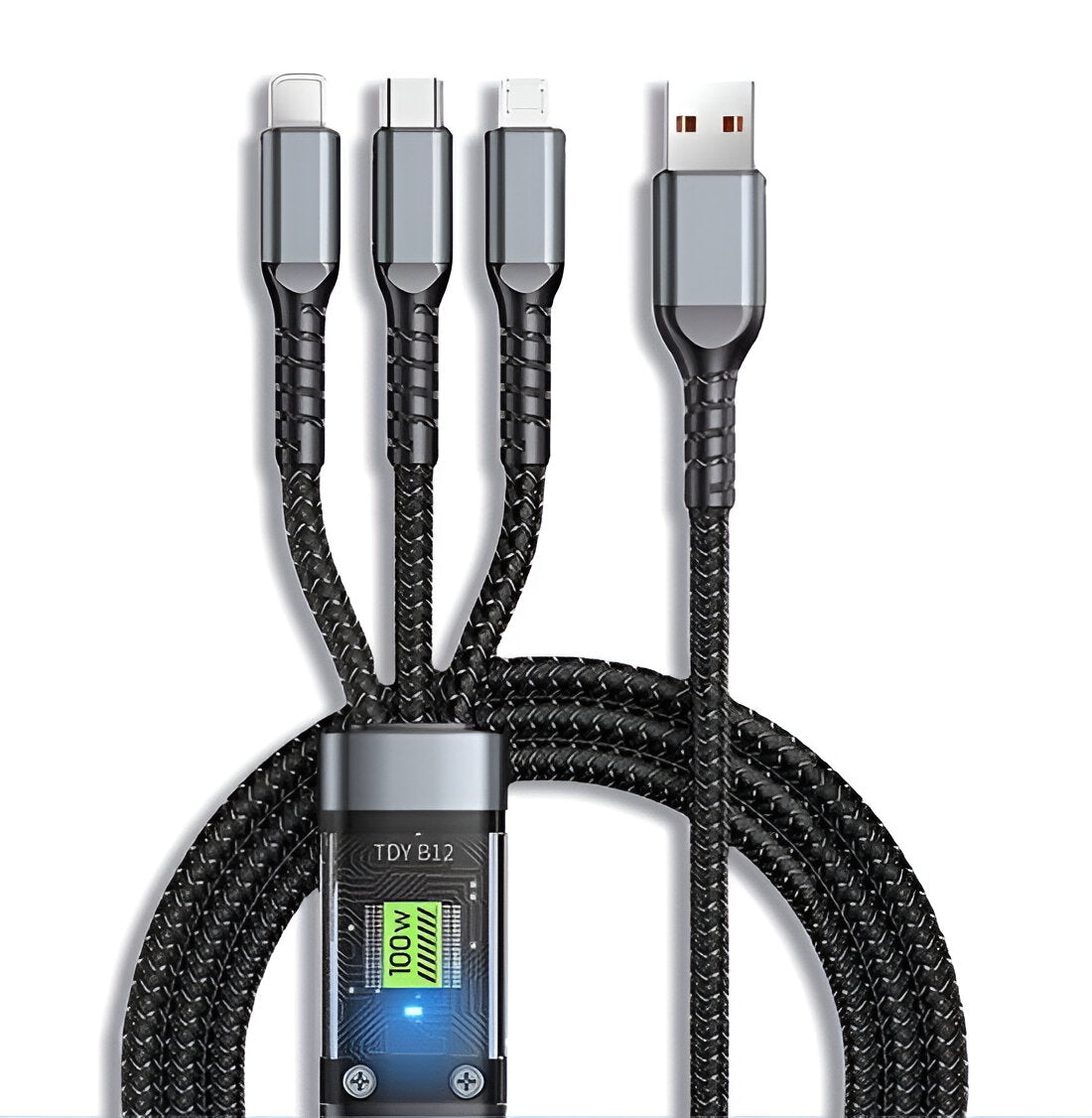ChargingCable 1+1 GRATIS: 100W Universele 3-In-1 Snellaadkabel
