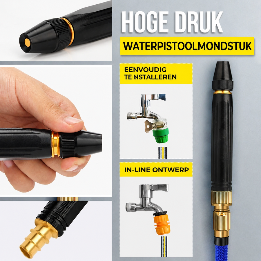 Hogedrukspuitmond voor tuinslang en autowas