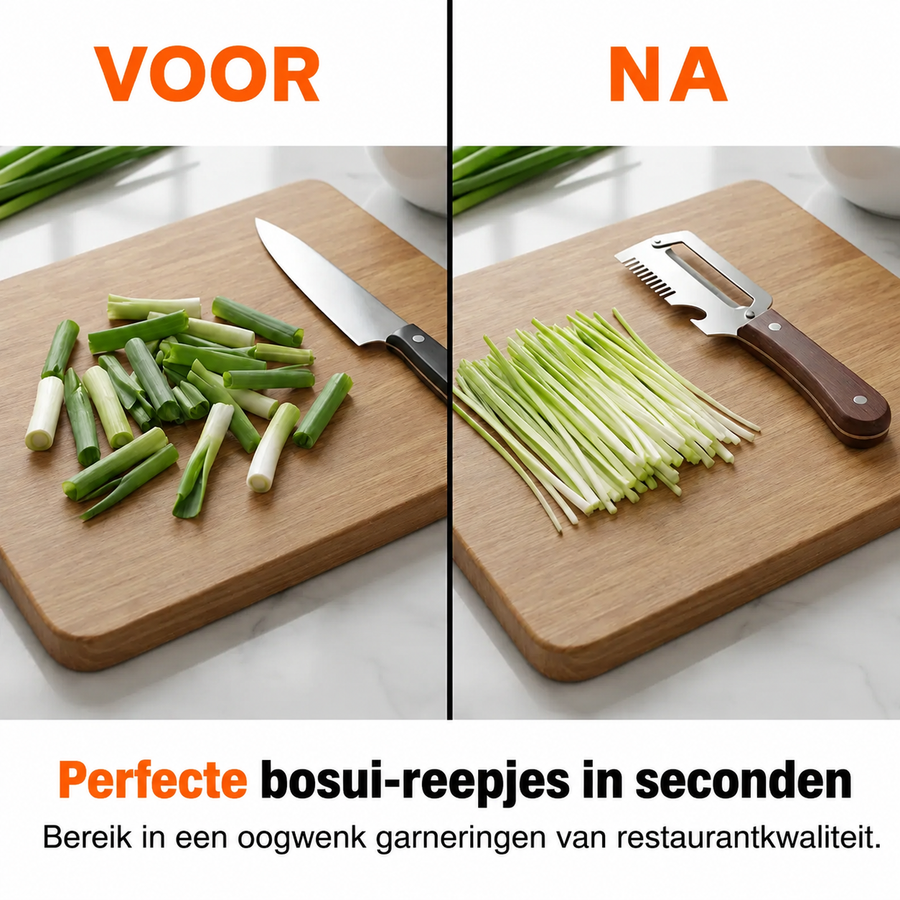 3-in-1 bosui-snijder met dunschiller en flesopener