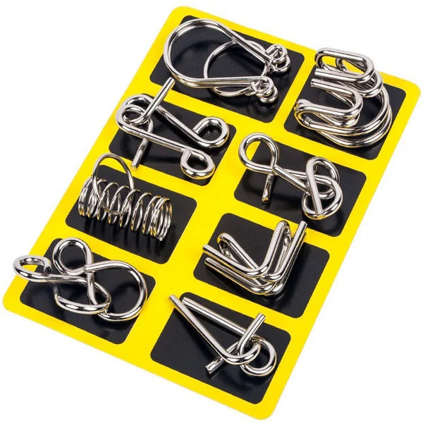 Metallische puzzelringen, acht sets blauw