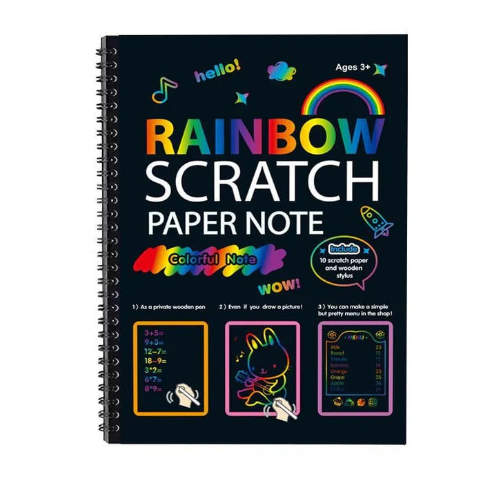 🌈Creatief regenboog kraskunstnotitieboek - Laat de kunstenaar in je los! Complete set met sjablonen en stylussen - Ideaal voor stressverlichting, creatief cadeau voor kinderen en volwassenen ✨