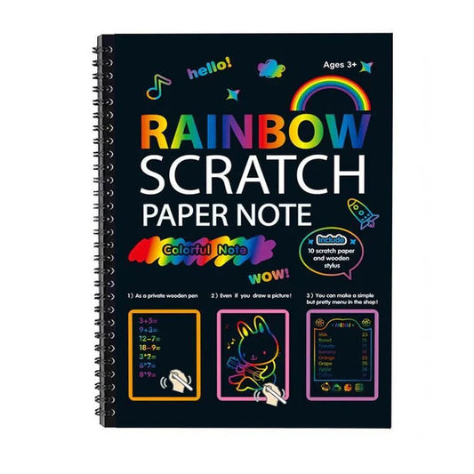 🌈Creatief regenboog kraskunstnotitieboek - Laat de kunstenaar in je los! Complete set met sjablonen en stylussen - Ideaal voor stressverlichting, creatief cadeau voor kinderen en volwassenen ✨