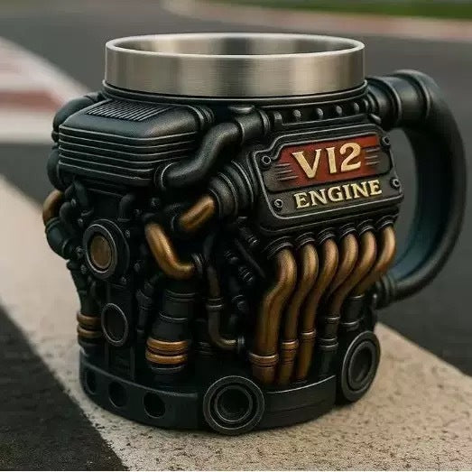Retro Motorblok Koffiemok - V6/V8 Engine Mug - Het Ultieme Cadeau voor Autoliefhebbers & Monteurs