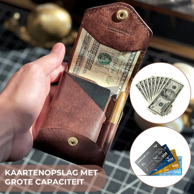 Vintage handgemaakte leren portemonnee