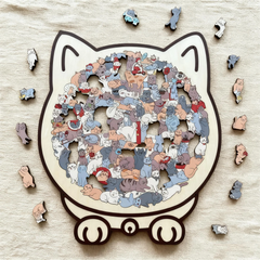 🎁Kerstuitverkoop 49% KORTING🎅135-delige Morandi-kleurige houten puzzel in de vorm van een kat