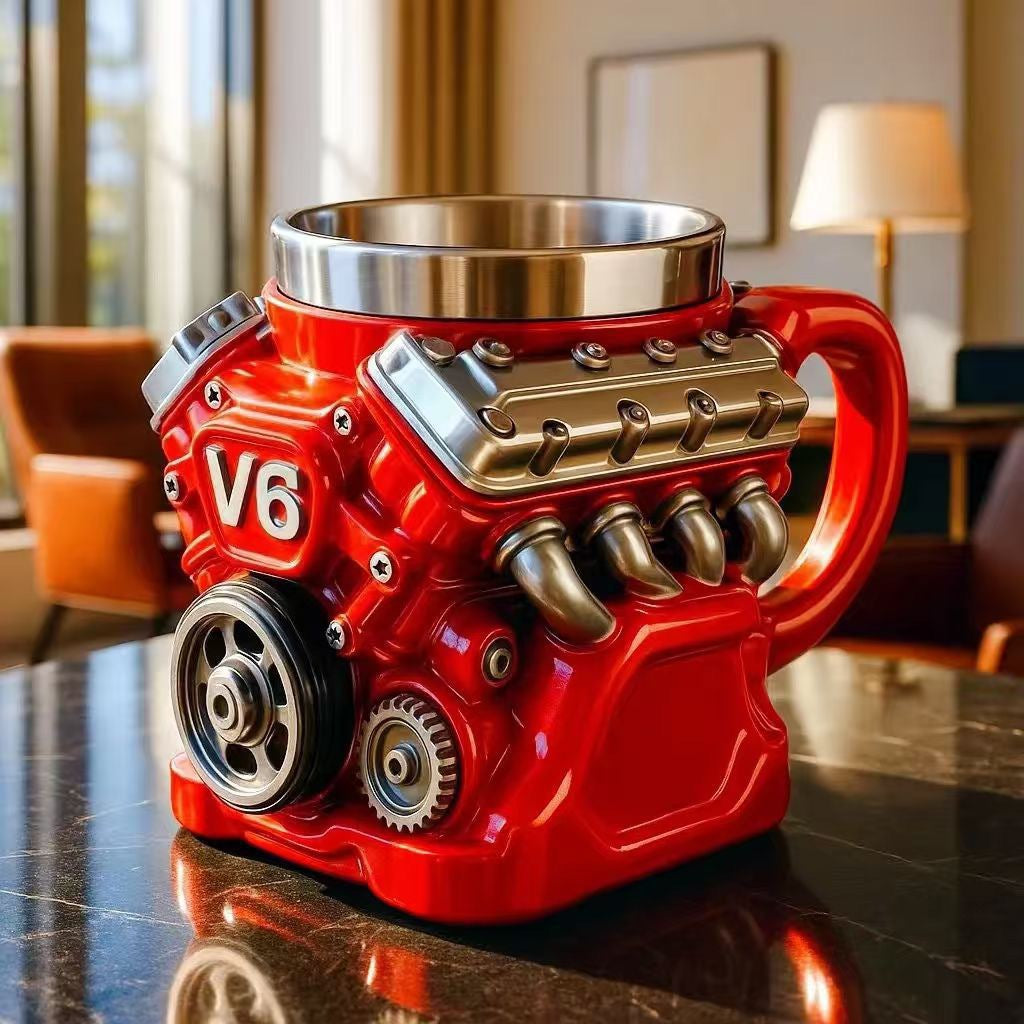 Retro Motorblok Koffiemok - V6/V8 Engine Mug - Het Ultieme Cadeau voor Autoliefhebbers & Monteurs