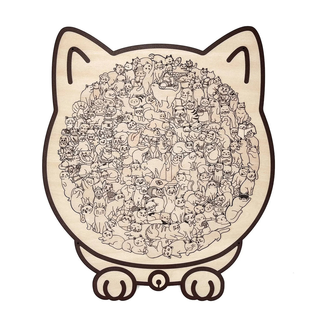 🎁Kerstuitverkoop 49% KORTING🎅135-delige Morandi-kleurige houten puzzel in de vorm van een kat