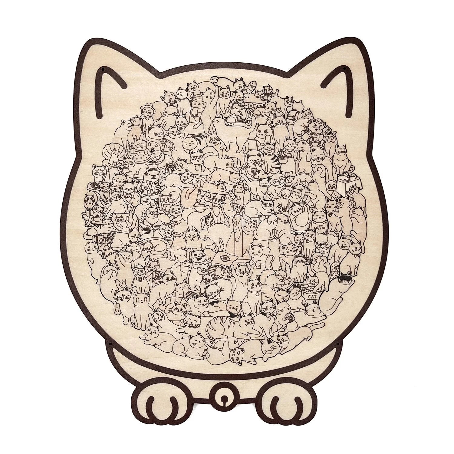 🎁Kerstuitverkoop 49% KORTING🎅135-delige Morandi-kleurige houten puzzel in de vorm van een kat