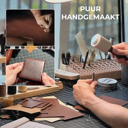 Vintage handgemaakte leren portemonnee