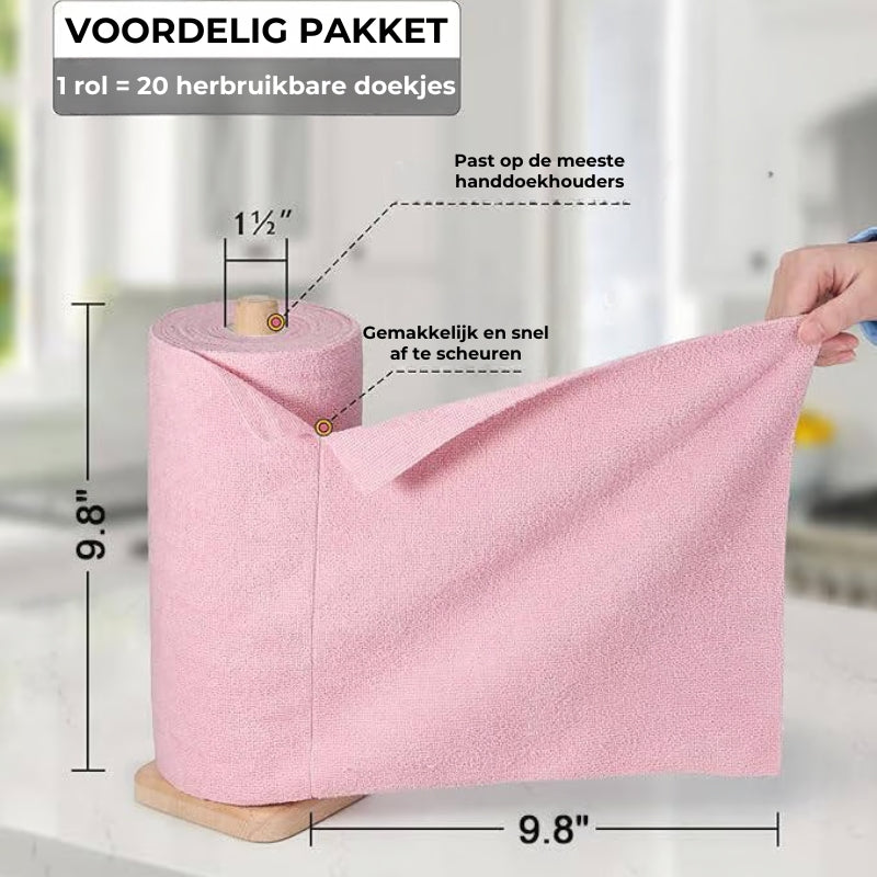 ♻️ Herbruikbare Microvezel Handdoeken op Rol (20st)