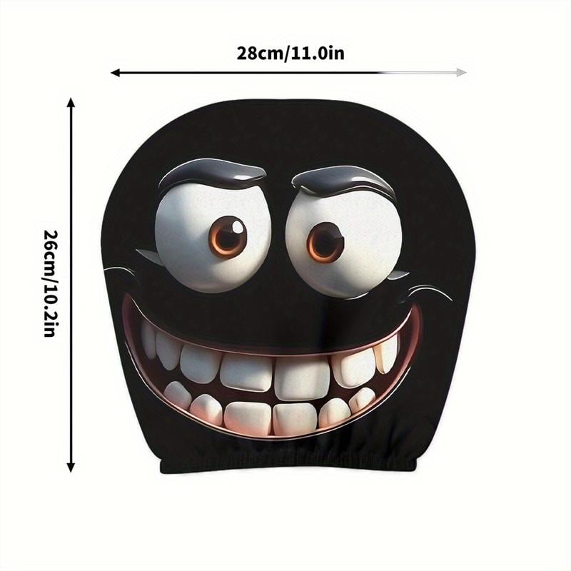 Grappige Cartoon Autokopsteunhoezen – 2 Stuks 2d Universeel Passend