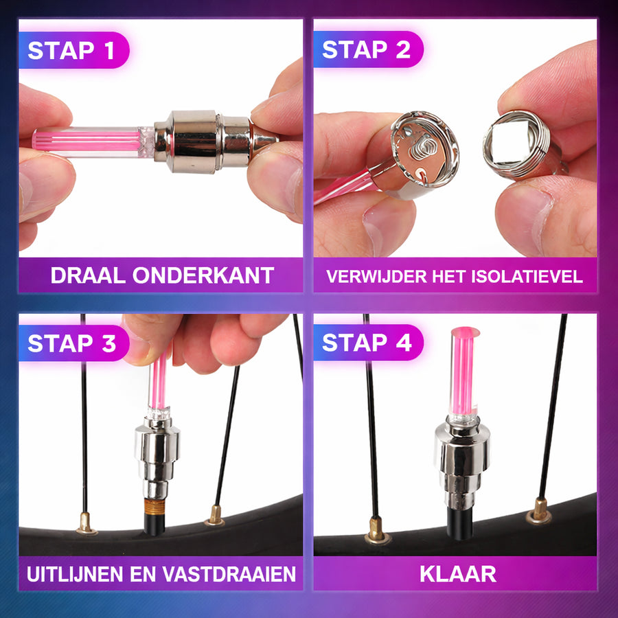 LED-ventieldopjes met wielverlichting voor fiets en auto