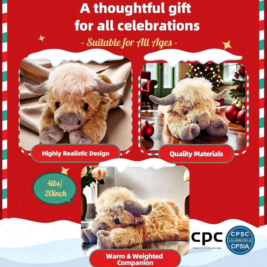 Kerst Nieuw Cadeau Speelgoed🐂🎁Schattig Beeldverhaal Hoogland Koe Knuffel Speelgoed