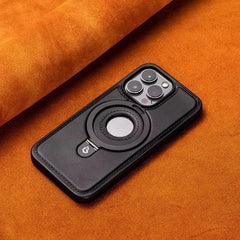 Luxe lederen iPhone-hoesje met ingebouwde standaard