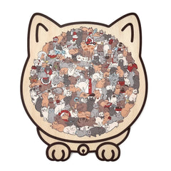 🎁Kerstuitverkoop 49% KORTING🎅135-delige Morandi-kleurige houten puzzel in de vorm van een kat