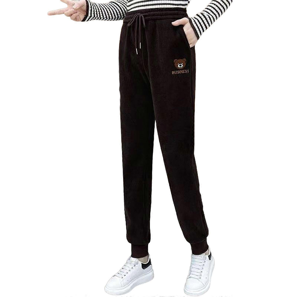 Dames joggingbroek van warm pluche corduroy