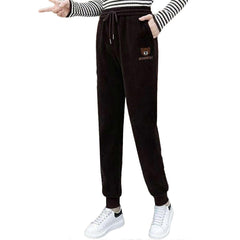 Dames joggingbroek van warm pluche corduroy