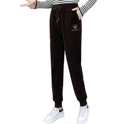 Dames joggingbroek van warm pluche corduroy