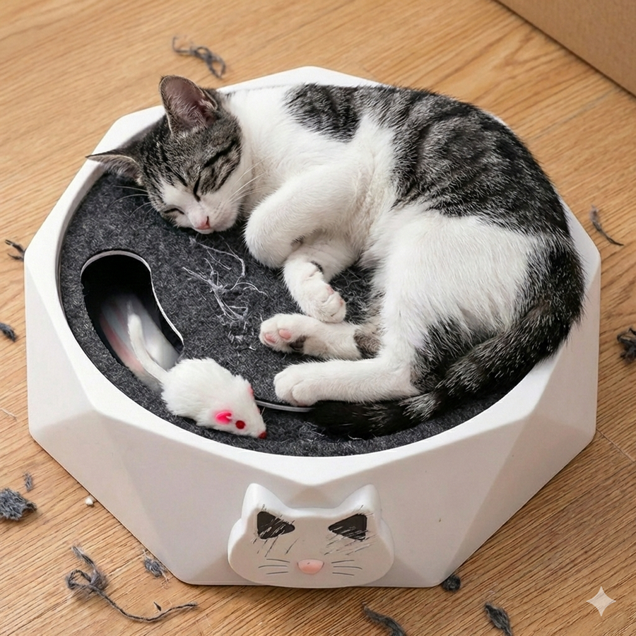 Catfri® MouseHunting - Interactief Kattenspeelgoed met Bewegende Muis & Krabmat