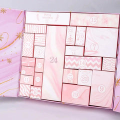 🎁 24 dagen vol verrassingen — Roze marmeren adventskalender 2025