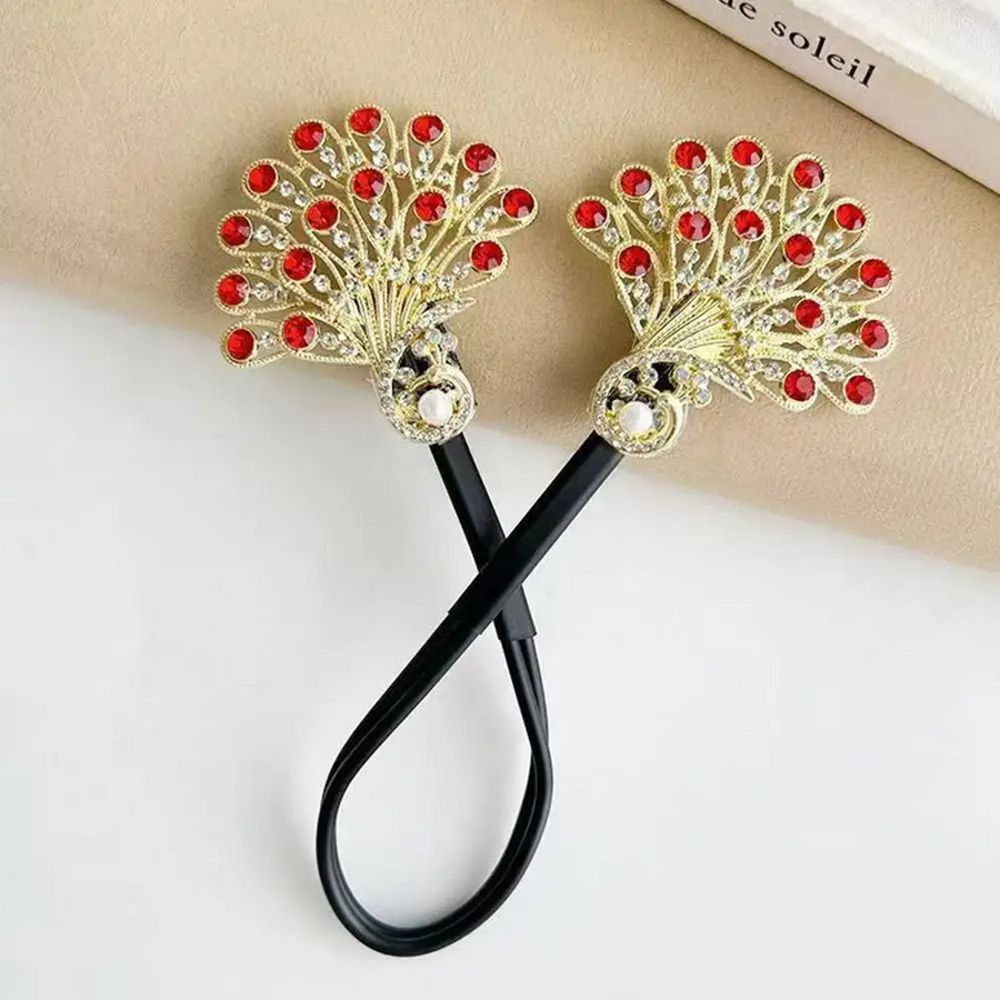 Rose® HairTie 1+1 GRATIS: Elegante Haarelastiek met Vintage Kristal Pauwenstaart Design