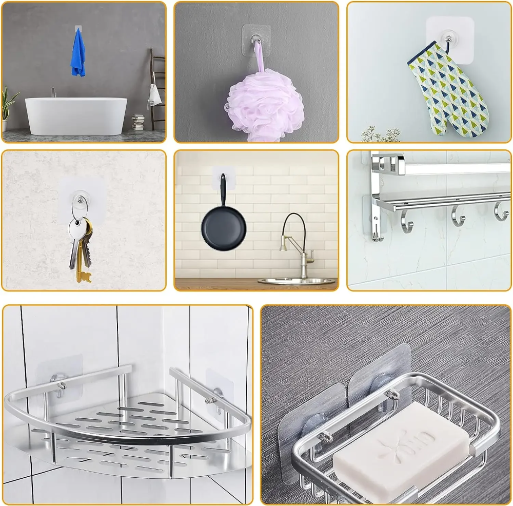 GlideHold® TransparentHook: Extra Sterke Transparante Muurhaak - Zonder Boren