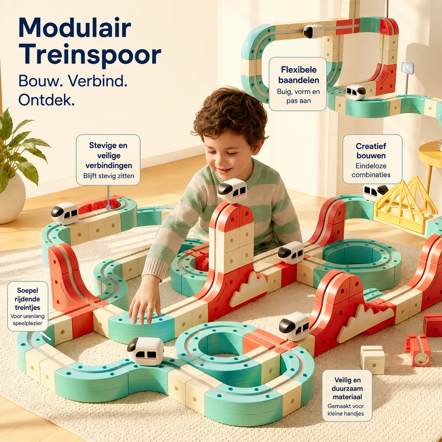 Modulaire Houten Treinbaan-Speelset met Bruggen