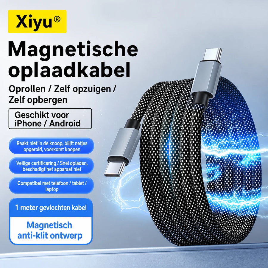 Magnetische gevlochten oplaad- en datakabel