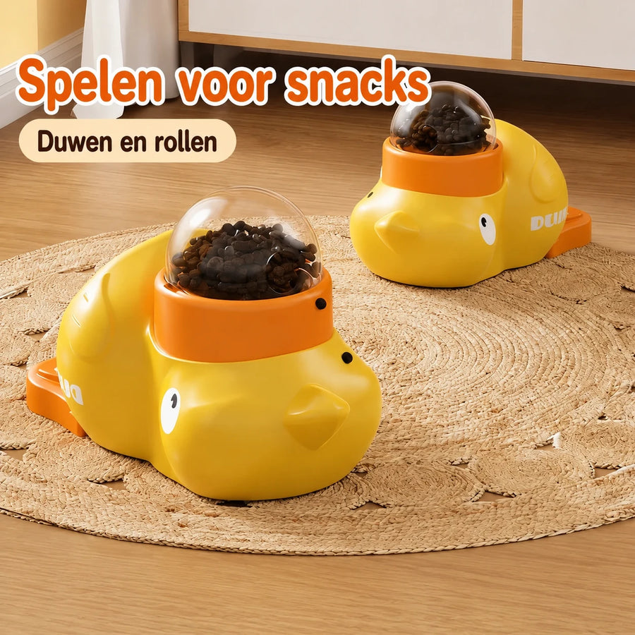 Eend snackdispenser voor katten en honden