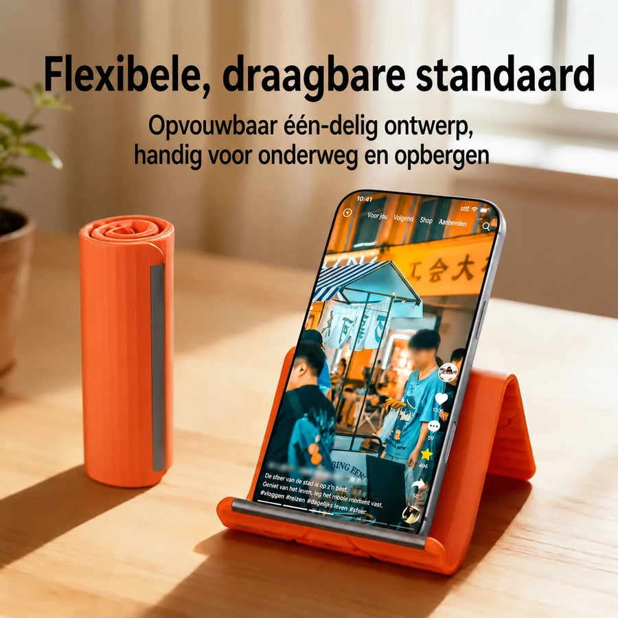 Flexibele opvouwbare siliconen standaard voor telefoon, tablet en laptop
