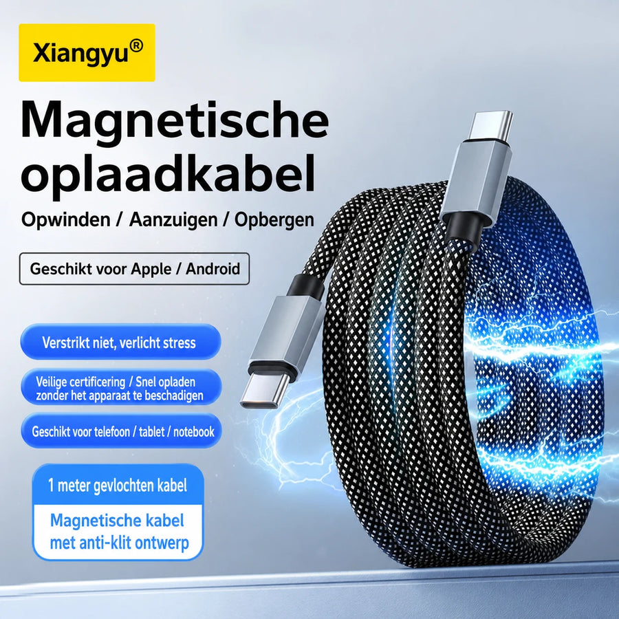 Magnetische gevlochten oplaad- en datakabel