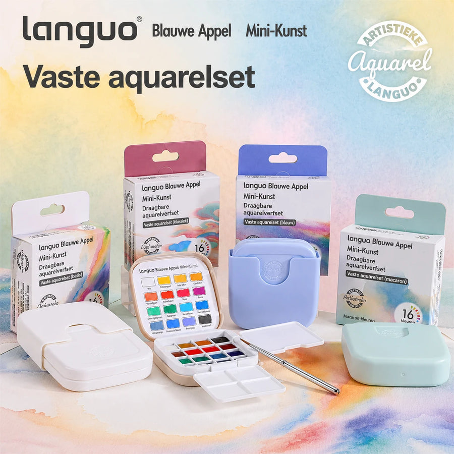 Mini vaste aquarelset met 16 kleuren