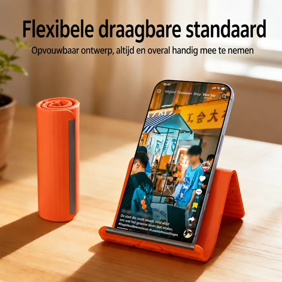 Flexibele Opvouwbare Siliconen Telefoon-, Tablet- en Laptopstandaard