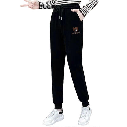 Dames joggingbroek van warm pluche corduroy