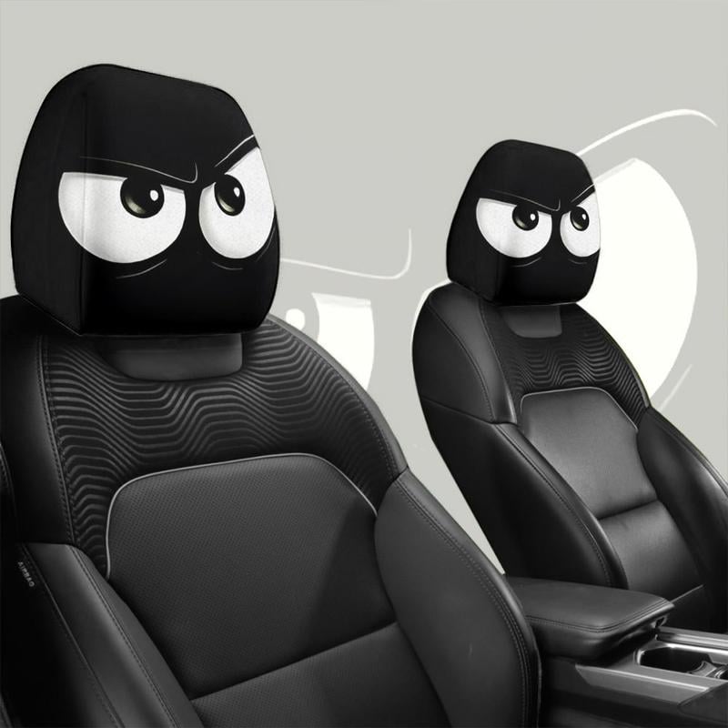 Grappige Cartoon Autokopsteunhoezen – 2 Stuks 2d Universeel Passend
