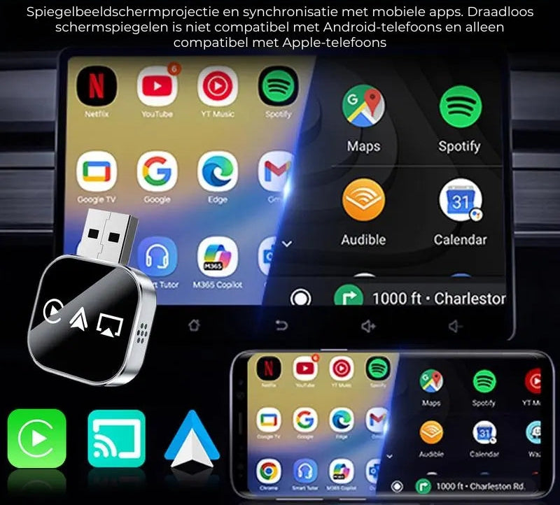 Draadloze Carplay Adapter V3 - Schermweergave