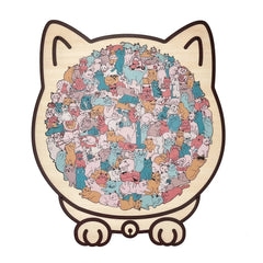 🎁Kerstuitverkoop 49% KORTING🎅135-delige Morandi-kleurige houten puzzel in de vorm van een kat