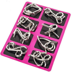 Metallische puzzelringen, acht sets blauw