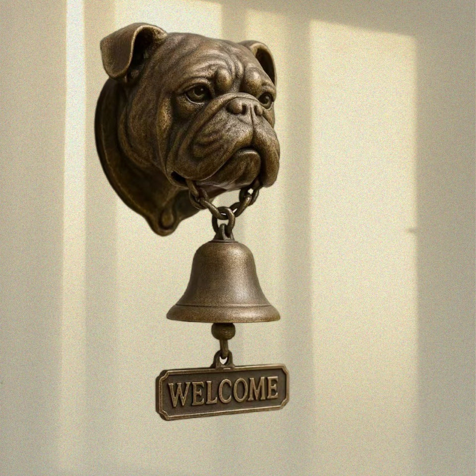 Vintage Hond Deurbel Decoratie - Hars Muurornament met Welkom Bord - Uniek Huis & Tuin Cadeau