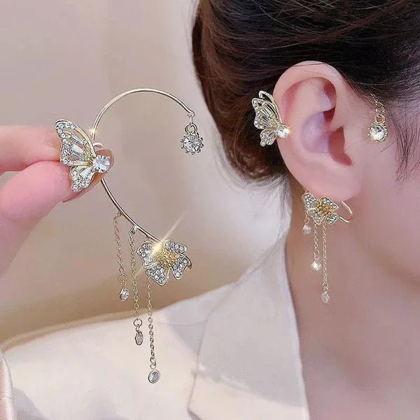 Jewelance™ Earcuffs 1+1 GRATIS: Luxe Vlinder Oorsieraden met Zirkonia Kwastjes