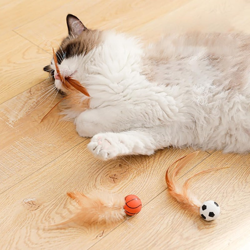 Katzen-Spielspaß Federball Set
