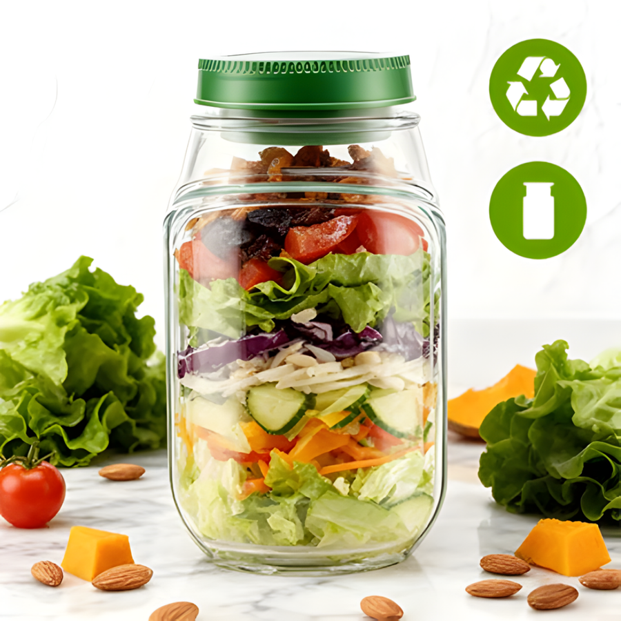 Globetrek° SaladJar 1+1 GRATIS: Verse Salades en Snacks Makkelijk Mee Onderweg