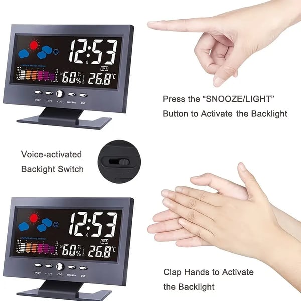 🔥Digitale LED Temperatuur Vochtigheidsmonitor Weersvoorspelling LED Tafelwekker🔥